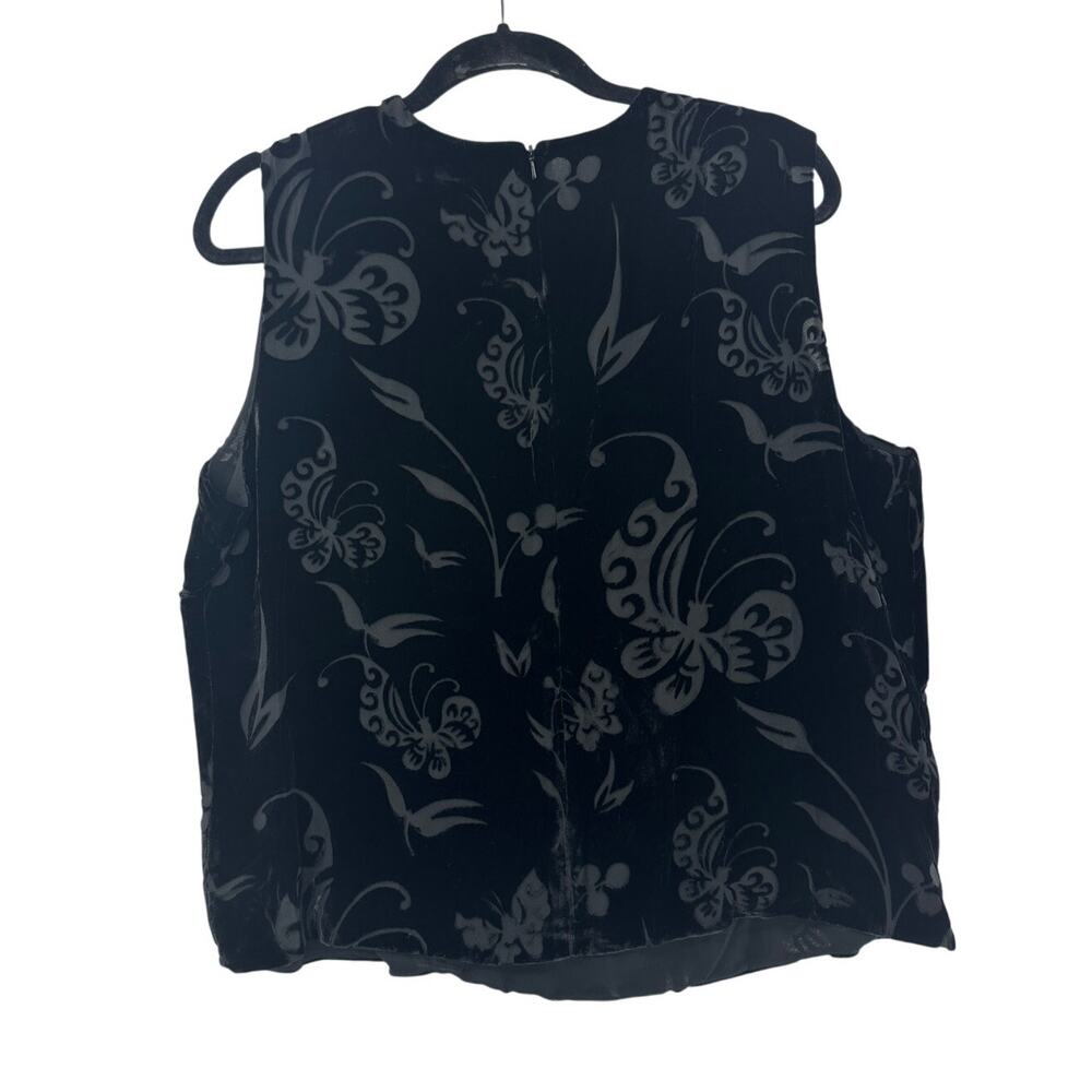 Peter Nygard Black Velour Butterfly Blouse - Size 14 - Picture 2 of 6